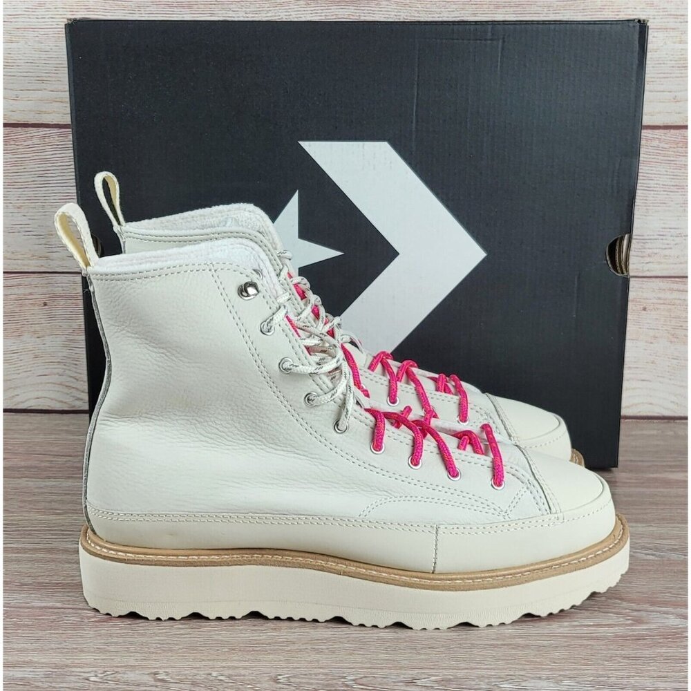 Converse Women's White and Pink High-Top Boots - Picture 2 of 10